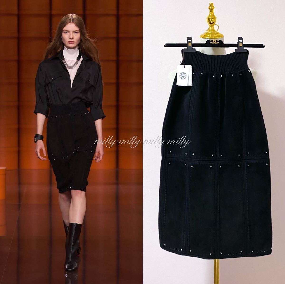 セール 登場から人気沸騰】 ☆HERMES☆レザースカート☆プレタポルテ