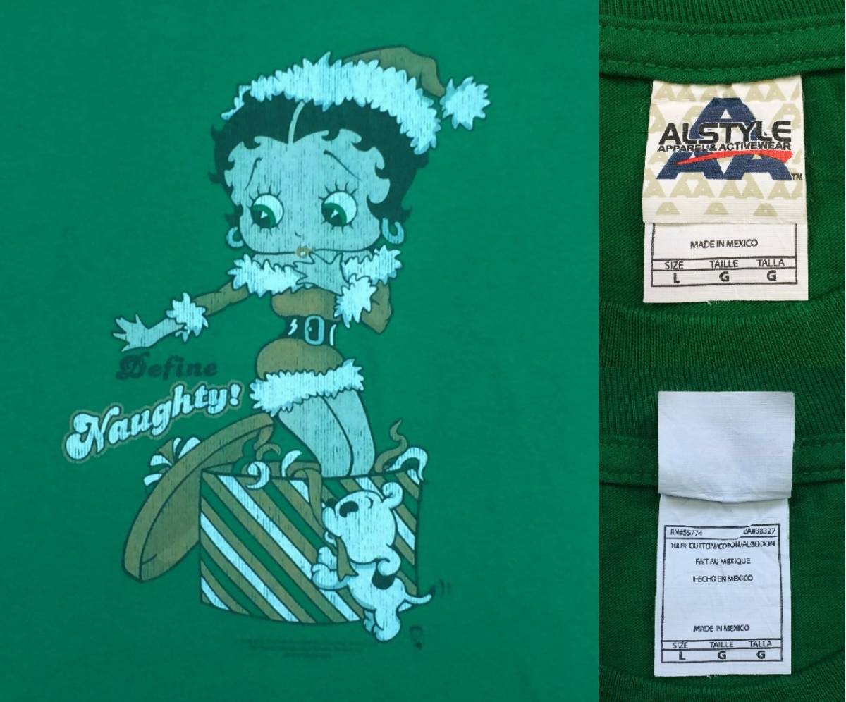 AAA BETTY BOOP 丸首Tシャツ L グリーン ベティ・ブープ アニメーション映画_画像3