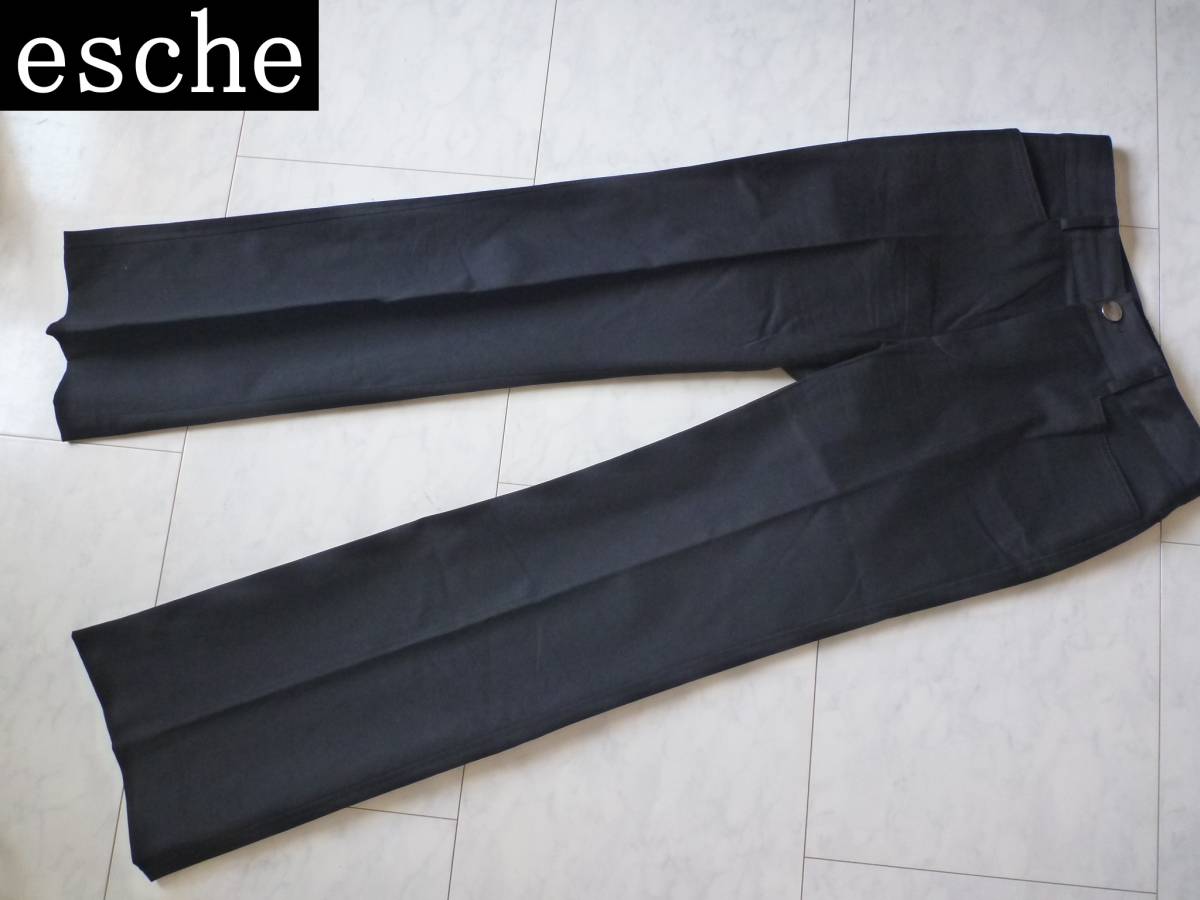 1.5万：esche (エッシュ)★株式会社ワールドWORLD ◆黒ブラック　パンツ　40　　　　　Ｌ相当_画像1