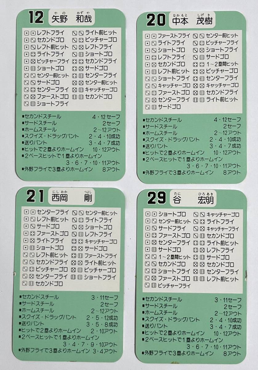 タカラ プロ野球ゲーム '89 ヤクルトスワローズ 4枚 矢野和哉 中 タカラ プロ野球ゲーム '89 ヤクルトスワローズ 4枚 矢野和哉 中