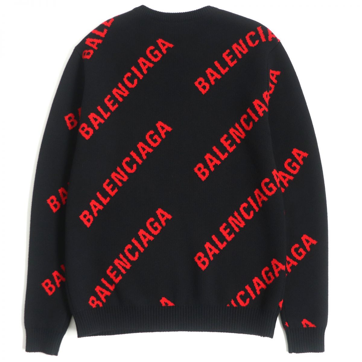 美品▽19SS BALENCIAGA バレンシアガ 570753 ジャガードロゴ クルー