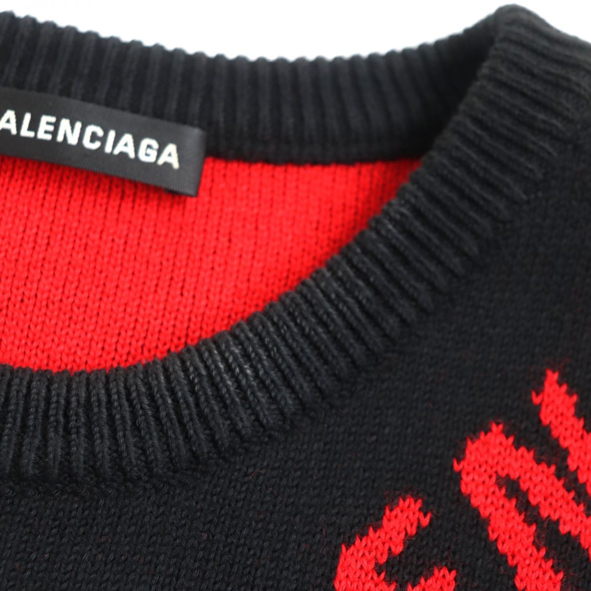 美品▽19SS BALENCIAGA バレンシアガ 570753 ジャガードロゴ クルー
