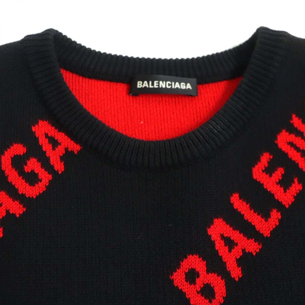 美品▽19SS BALENCIAGA バレンシアガ 570753 ジャガードロゴ クルー