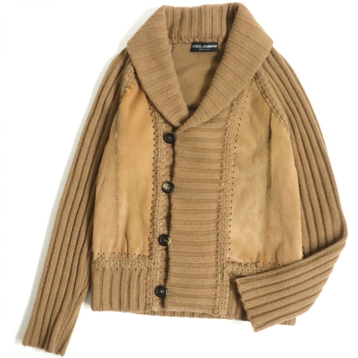 極美品▽黒タグ DOLCE&GABBANA ドルチェ&ガッバーナ キャメル100