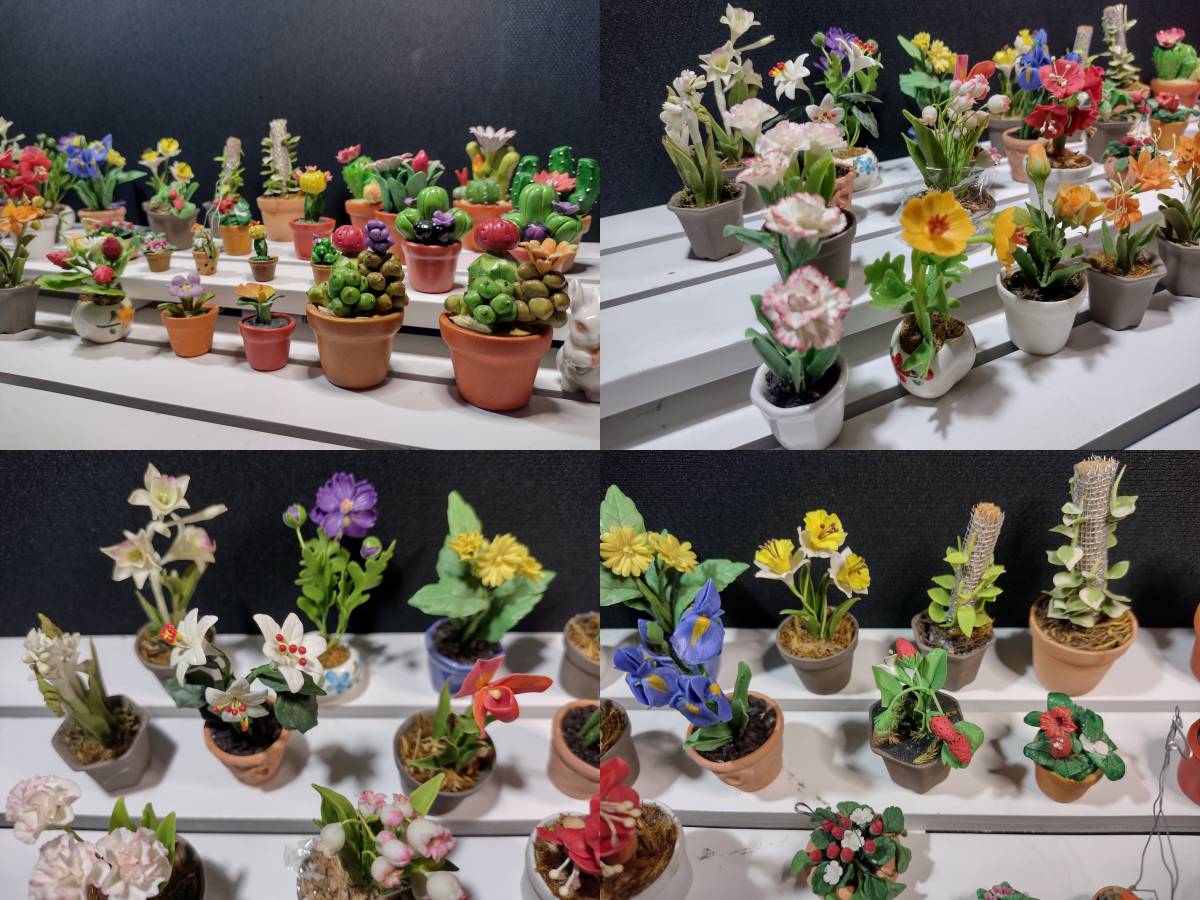 ハンドメイド　ミニチュア　ミニ植木鉢　ミニサボテン　スイセン　いちご　樹脂粘土　ミニ花壇　まとめ売り_詳細２