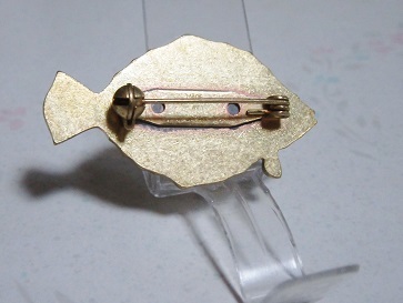 ヒラメ（魚）の可愛い真鍮ブローチ_画像4