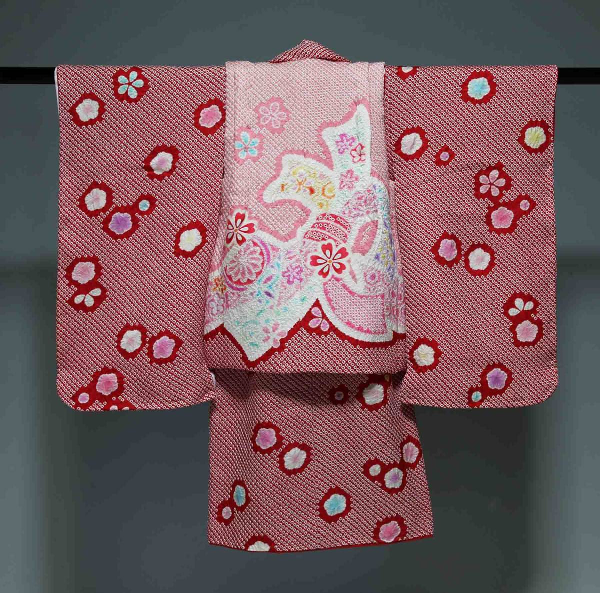 完璧 正絹総絞り(本絞り） 七五三被布セット 三歳用 極上品 日本製 3歳