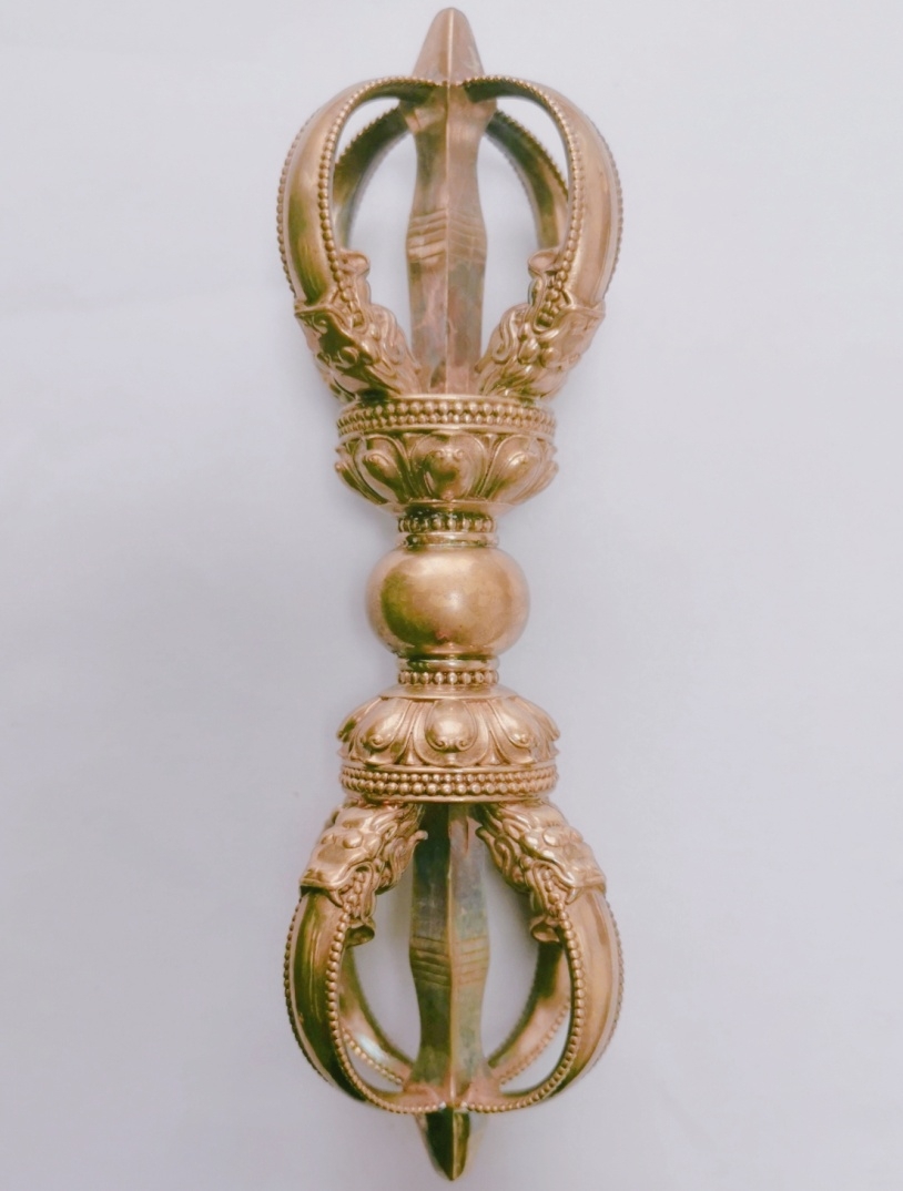 輝く高品質な チベット密教法器 永楽五鈷金剛杵 C 18.5cm 真鍮製 vajra 仏具一般
