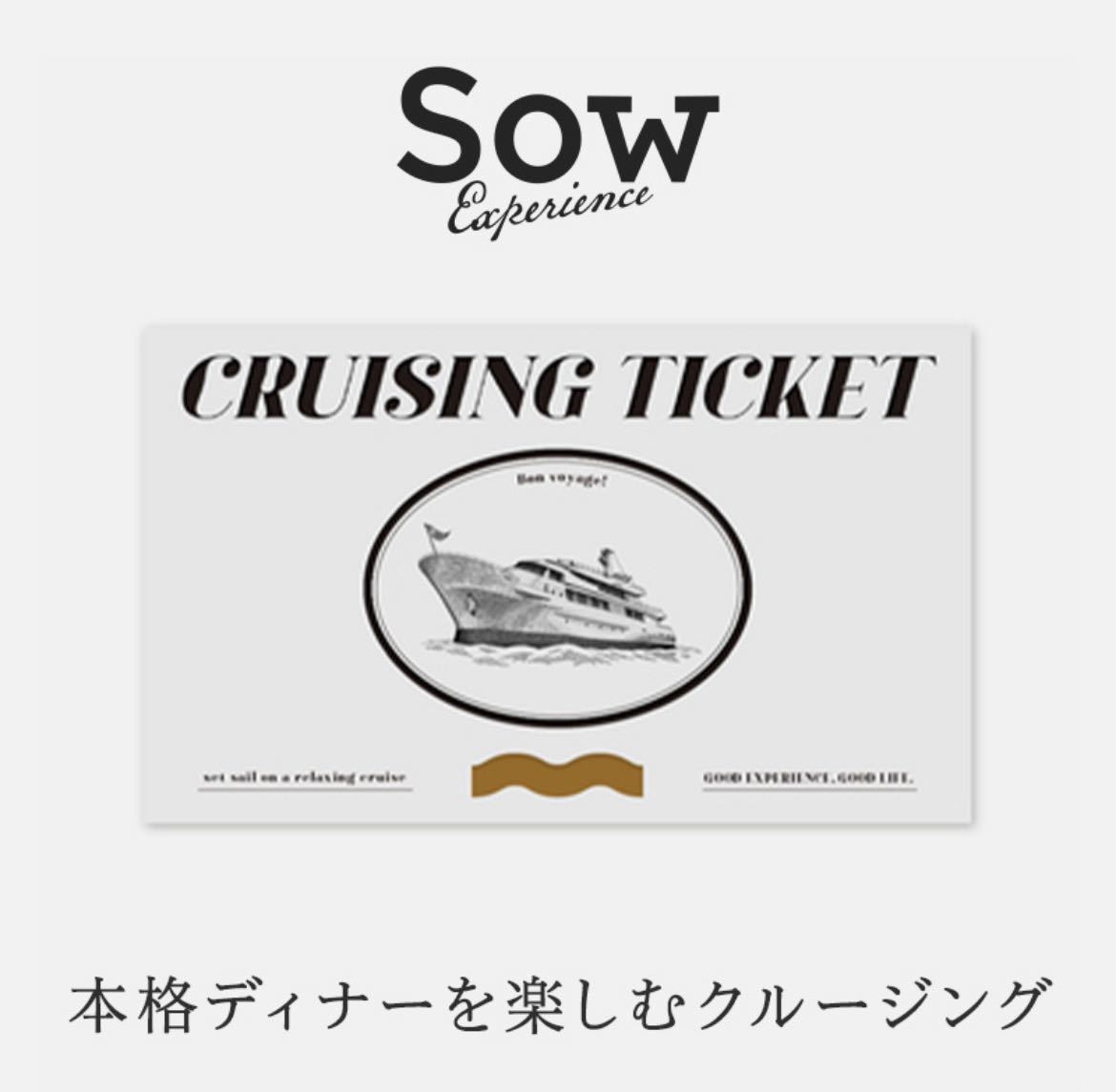 Sow クルージング チケットBROWN クルージングディナー ディナー 旅行 カップル ペア デート 引換券 食事券 ソウエクスペリエンス カタログの画像1