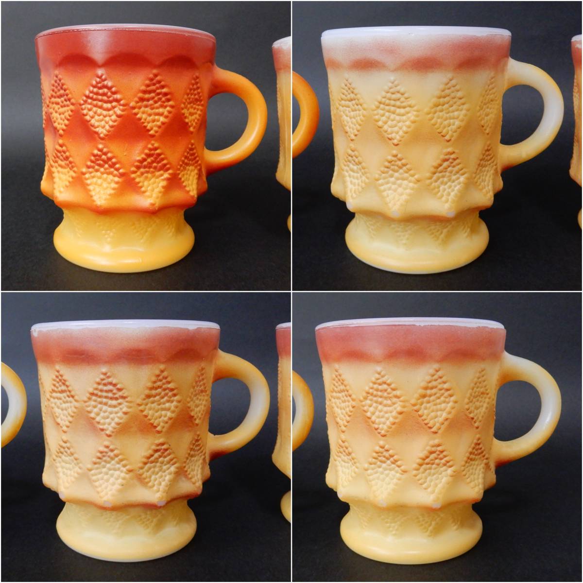 Fire King Kimberley Mug Cup Orange ss 4Set Vintage