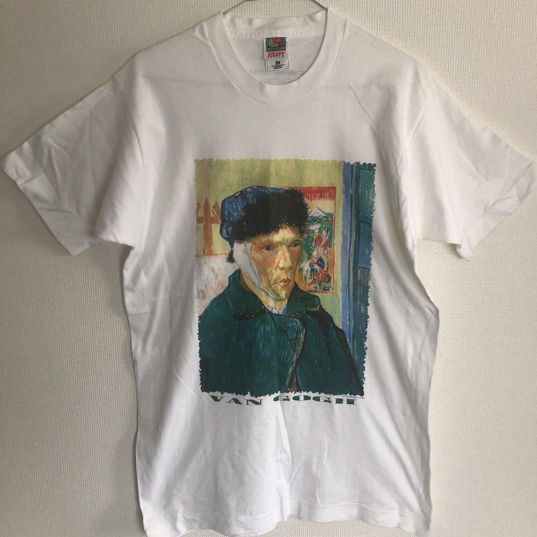【レア】美術　ゴッホ　自画像　Tシャツ　古着　ホワイト　アメリカ製　90s シングルステッチ　US 美術館