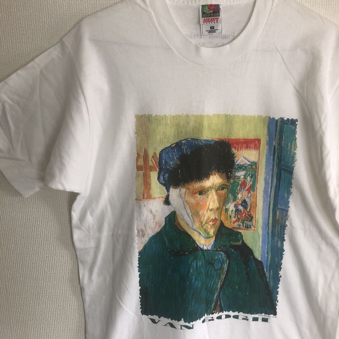 レア】美術 ゴッホ 自画像 Tシャツ 古着 ホワイト アメリカ製 90s