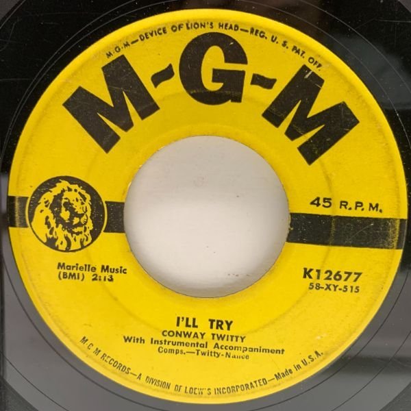 USオリジナル 7インチ CONWAY TWITTY It's Only Make Believe / I'll Try ('58 MGM) rockabilly 思わせぶり 45RPM._画像2