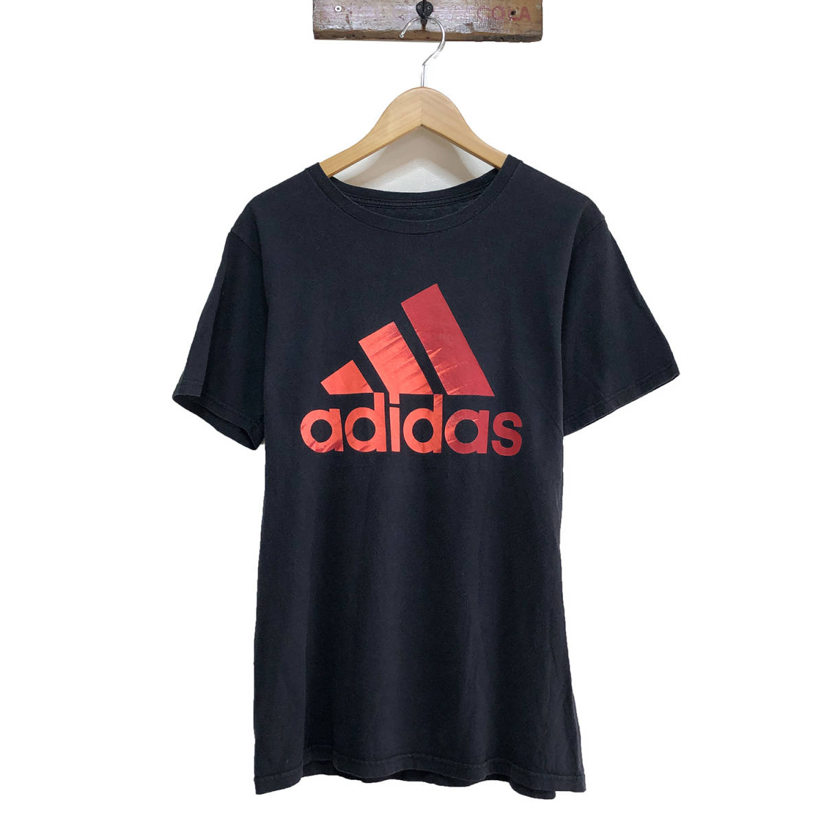 USA 古着 半袖 Tシャツ adidas アディダス ロゴ スポーツ メンズM ブラック BA0327_画像1