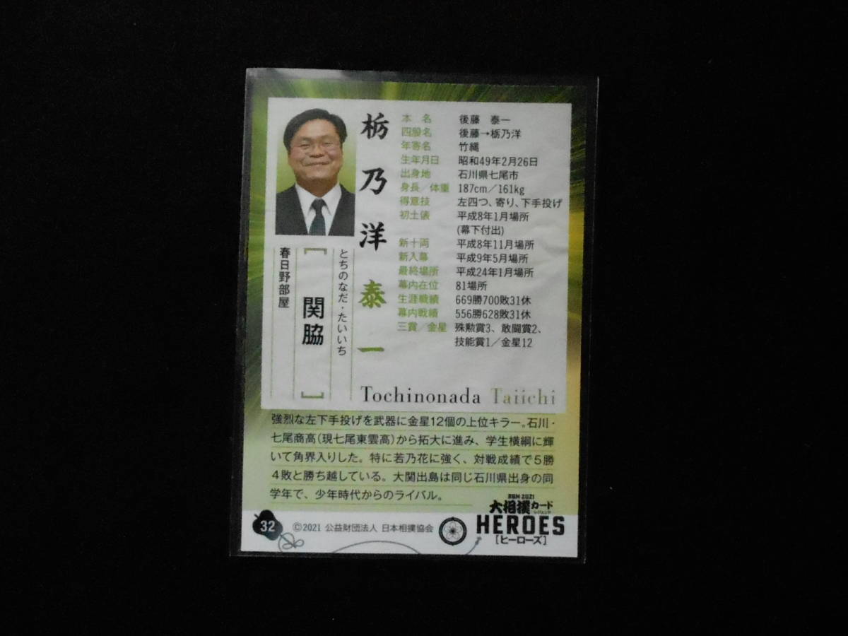 BBM　2021　大相撲カードヒーローズ　栃乃洋　関脇　②_画像2