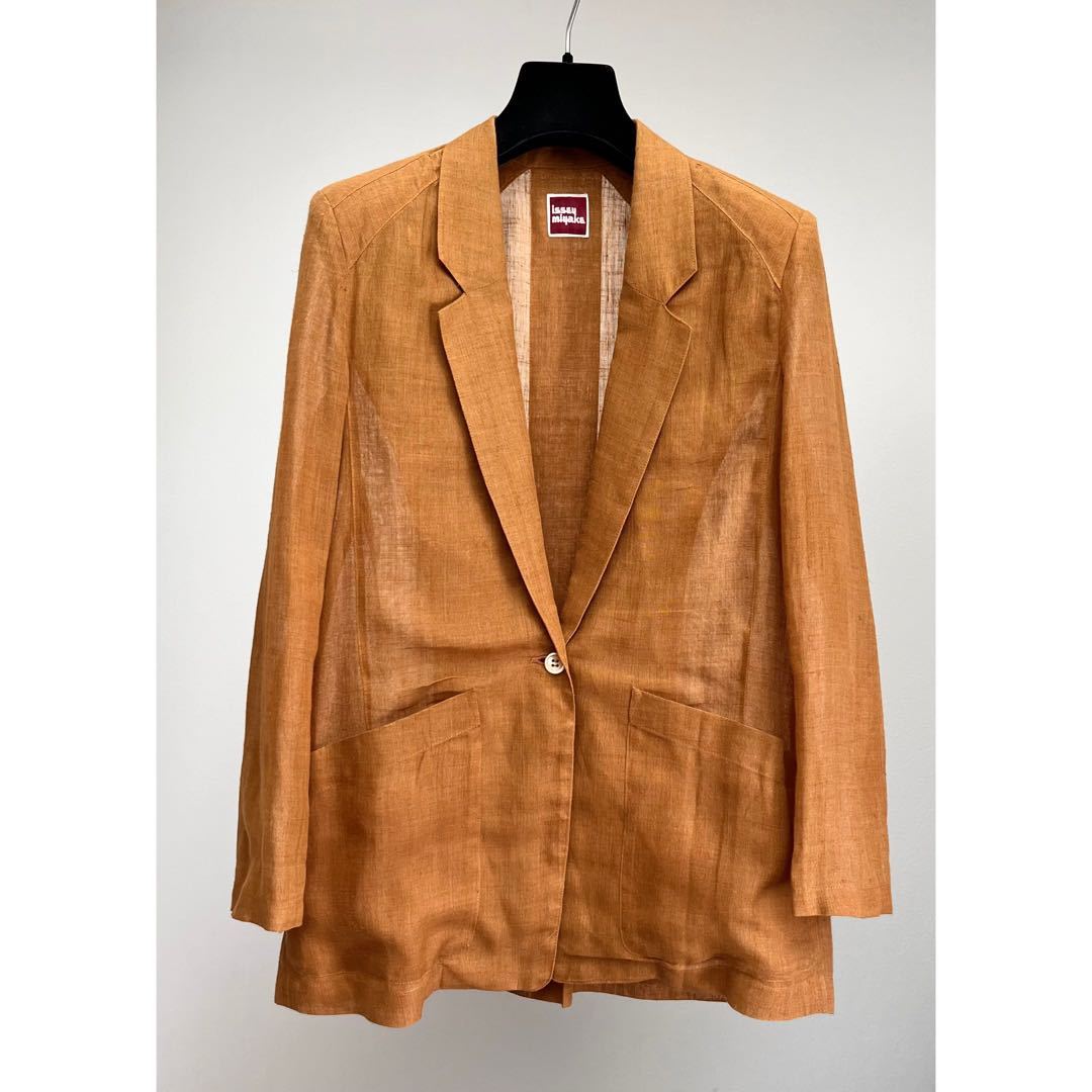 Sサイズ ISSEY MIYAKE 80s LINEN JACKET col.ORANGE size.9