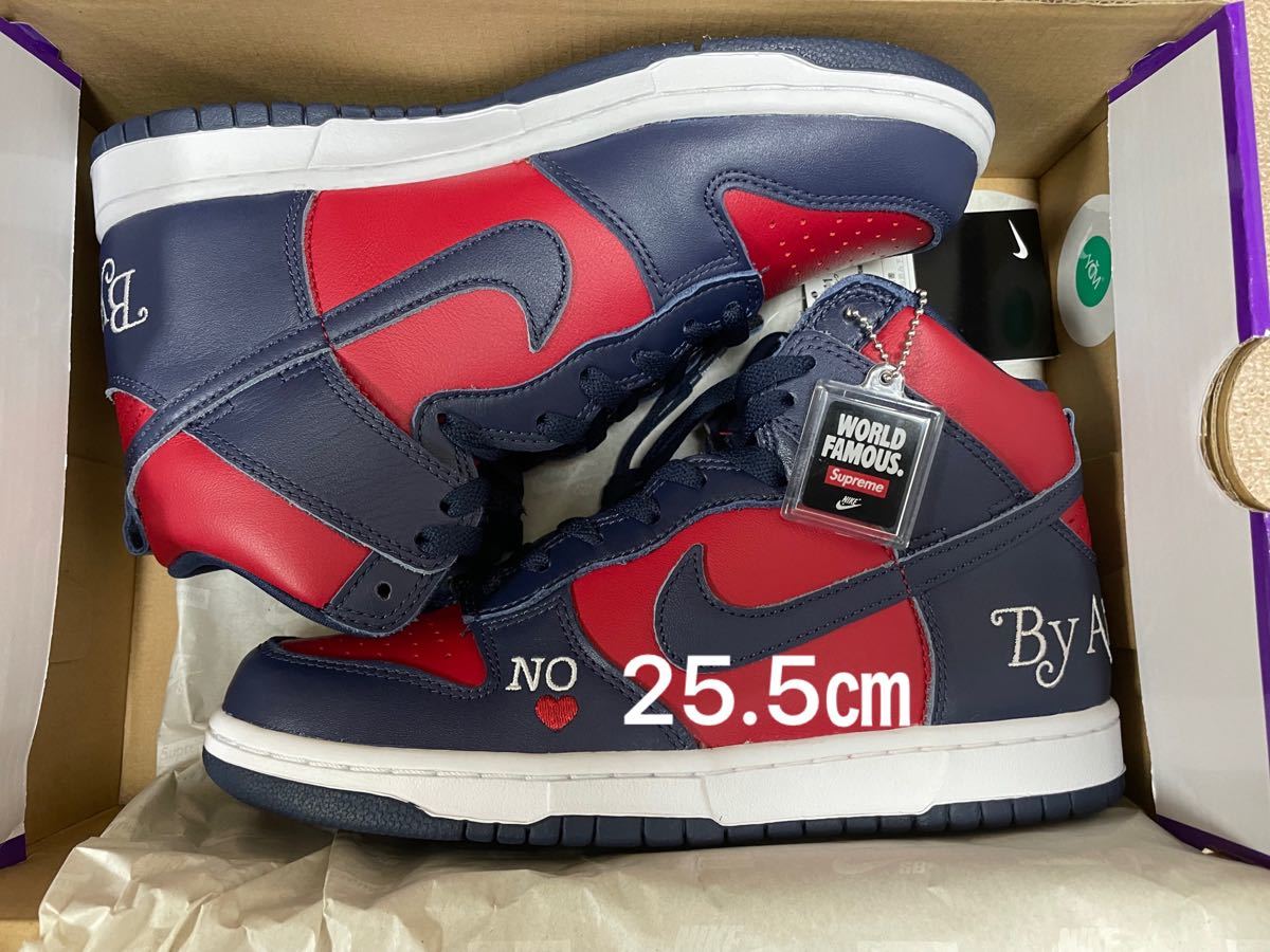 Supreme × Nike SB Dunk High By Any Means シュプリーム ダンクハイ 25.5㎝ レッド