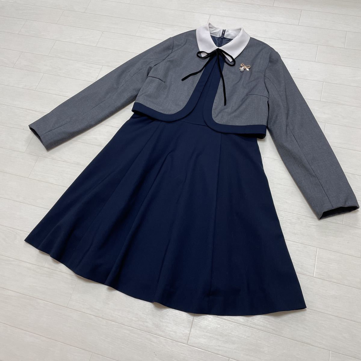 bai rabbit by LOVEiT Junior girl formal . clothes graduation ceremony go in . type bolero One-piece setup gray / navy size 150 beautiful goods 