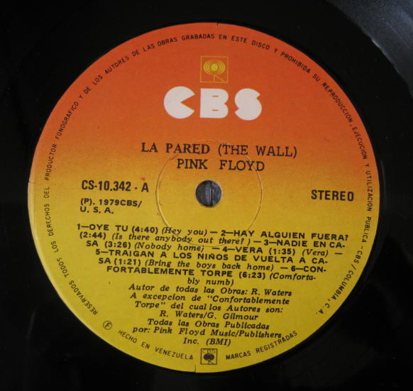 ベネズエラ盤 初回 Pink Floyd / The Wall_画像9