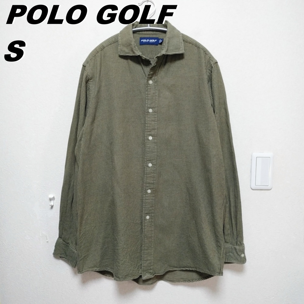 秋冬　POLO GOLF　Ralphloren　メンズS（USサイズ）　Ｍ　ネルシャツ　千鳥格子　ポロゴルフラルフローレン　グリーン系　220727-09_画像1