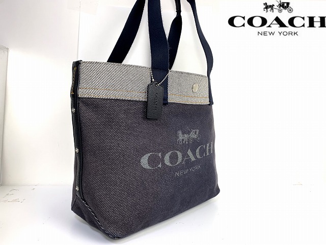 極美品 送料無料 コーチ COACH デニム キャンバス トートバッグ 肩掛け