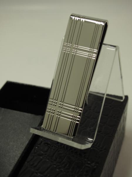  made in Japan money clip [ stripe * check ] silver sculpture both sides pattern * new goods 