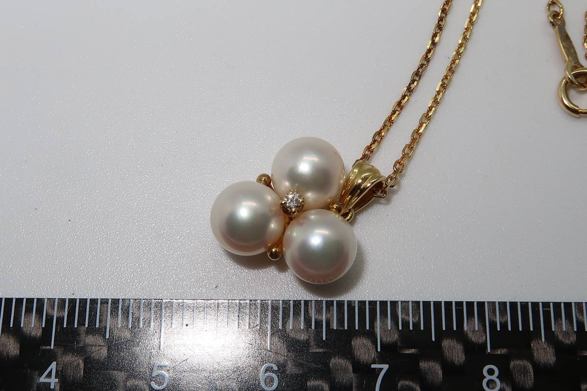 □□MIKIMOTO ミキモト K18YG パール ダイヤモンド ネックレス