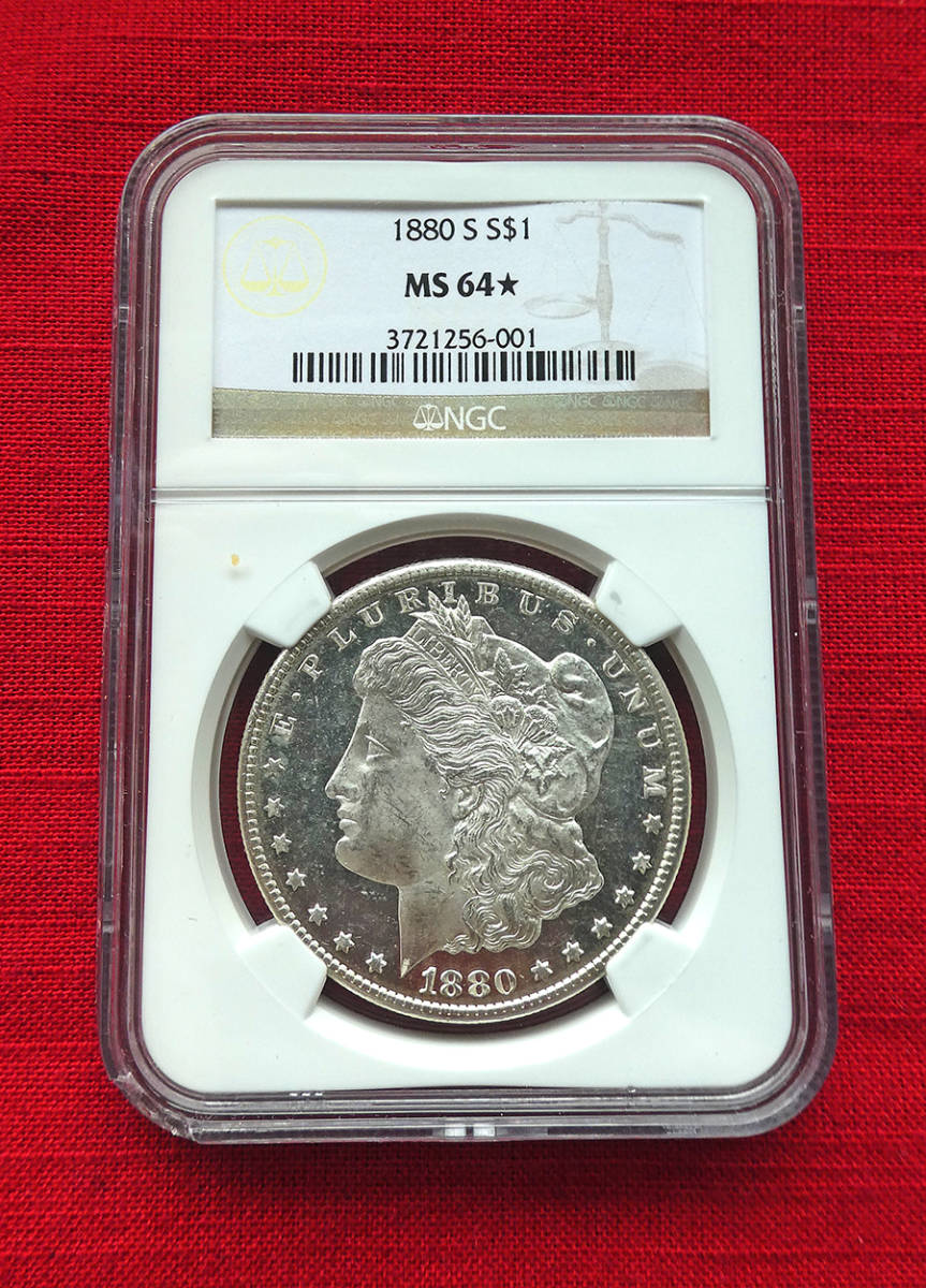 1880-S MORGAN Silver Dollar NGC MS64 鑑定済み 希少