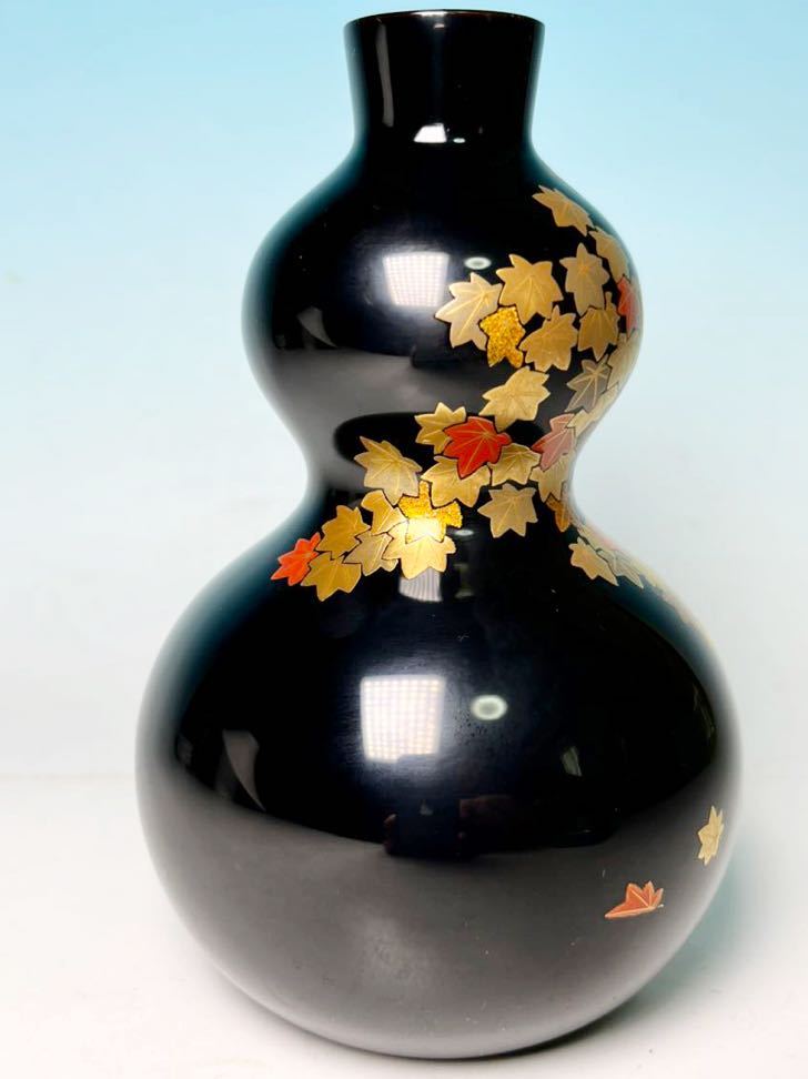 ☆ わじま慶塚 輪島塗 春秋(桜・紅葉)金蒔絵 徳利 一対(共箱共布