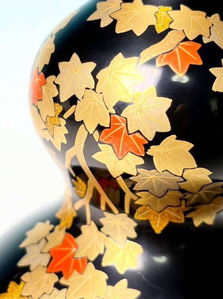 ☆ わじま慶塚 輪島塗 春秋(桜・紅葉)金蒔絵 徳利 一対(共箱共布