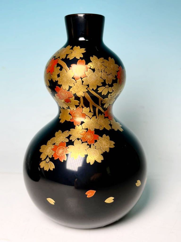 ☆ わじま慶塚 輪島塗 春秋(桜・紅葉)金蒔絵 徳利 一対(共箱共布