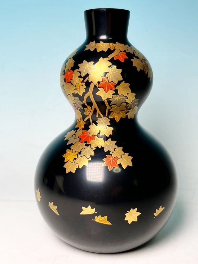 ☆ わじま慶塚 輪島塗 春秋(桜・紅葉)金蒔絵 徳利 一対(共箱共布