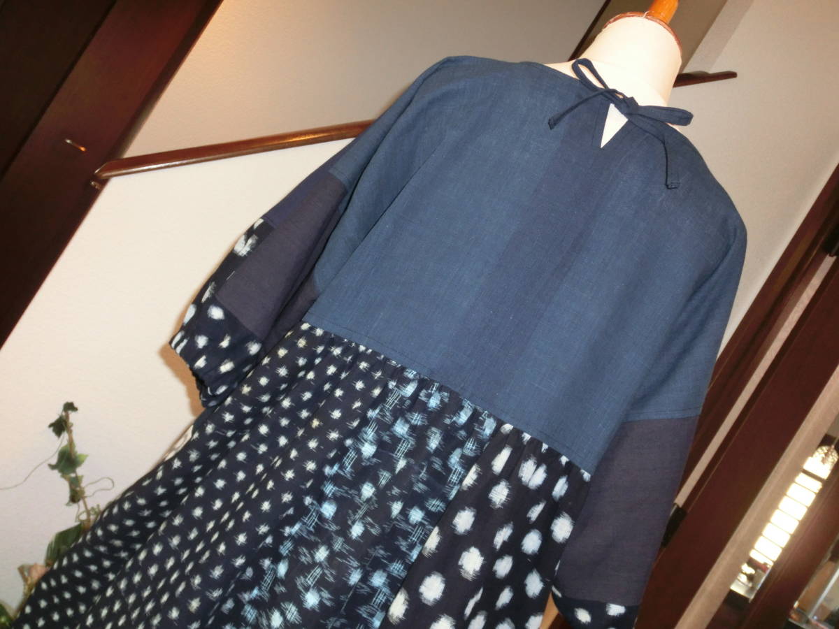 ヤフオク! - 着物リメイク( ´ω` )ハンドメイド 古布藍木綿...