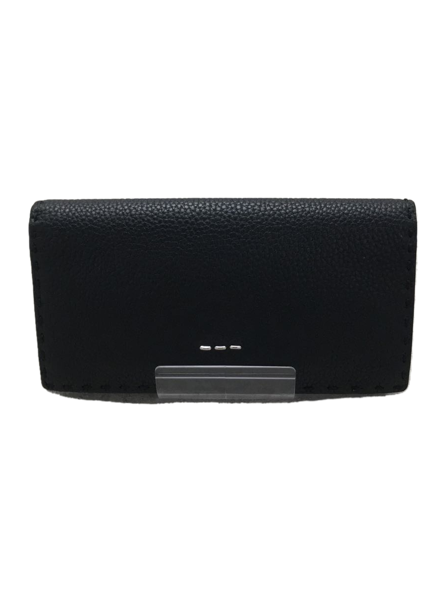 FENDI◇ローマンレザー/コンチネンタル/長財布/レザー/BLK/無地/ユニ