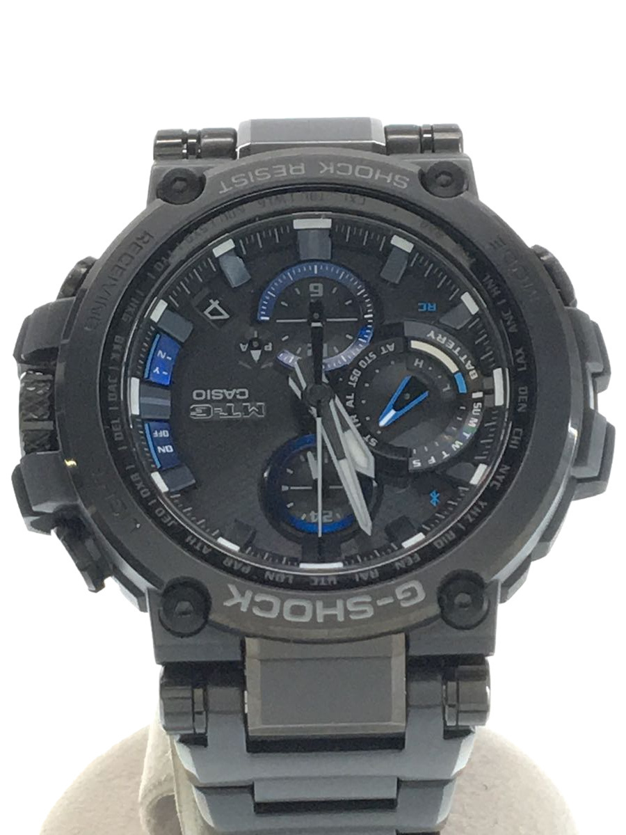 CASIO◇ソーラー腕時計/アナログ/ステンレス/BLK/BLK/MTG-B1000-
