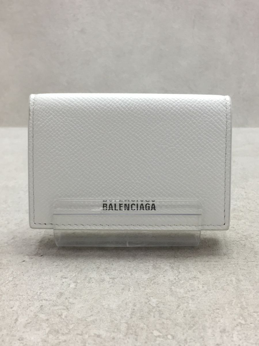 BALENCIAGA◇バレンシアガ/ロゴ3つ折り財布/レザー/WHT/558208 lp2m
