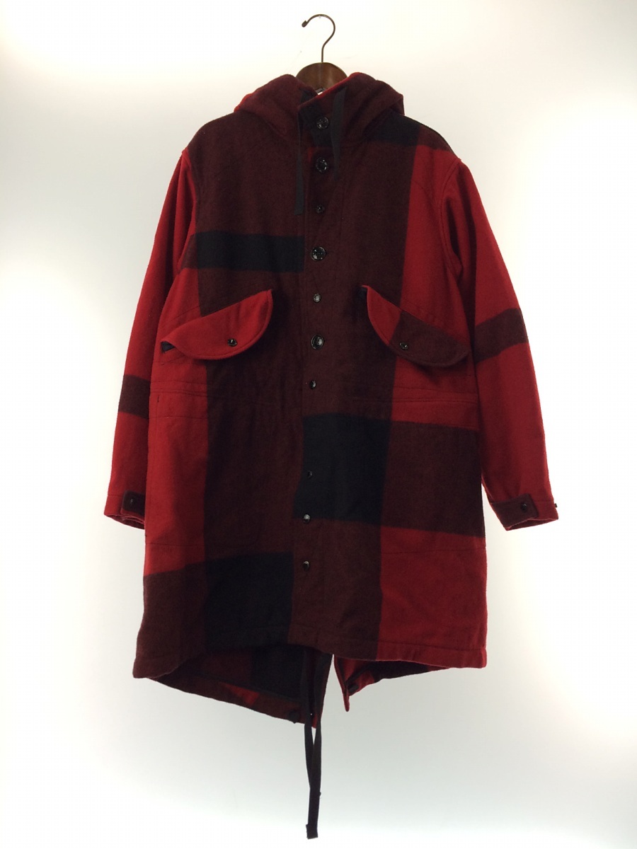 Engineered Garments◇18AW/モッズコート/S/ウール/RED/チェック