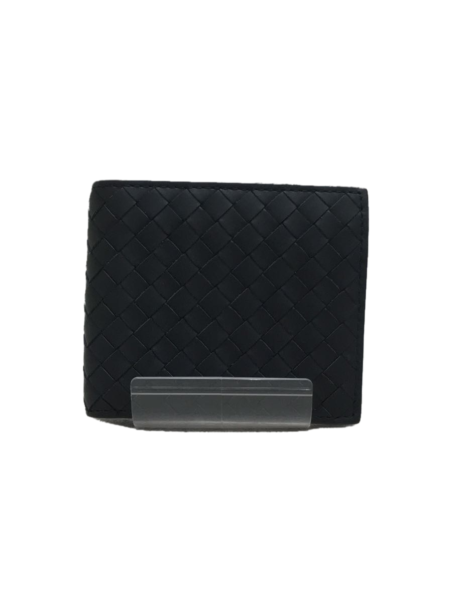 BOTTEGA VENETA◇イントレチャート/2つ折り財布/レザー/ブラック