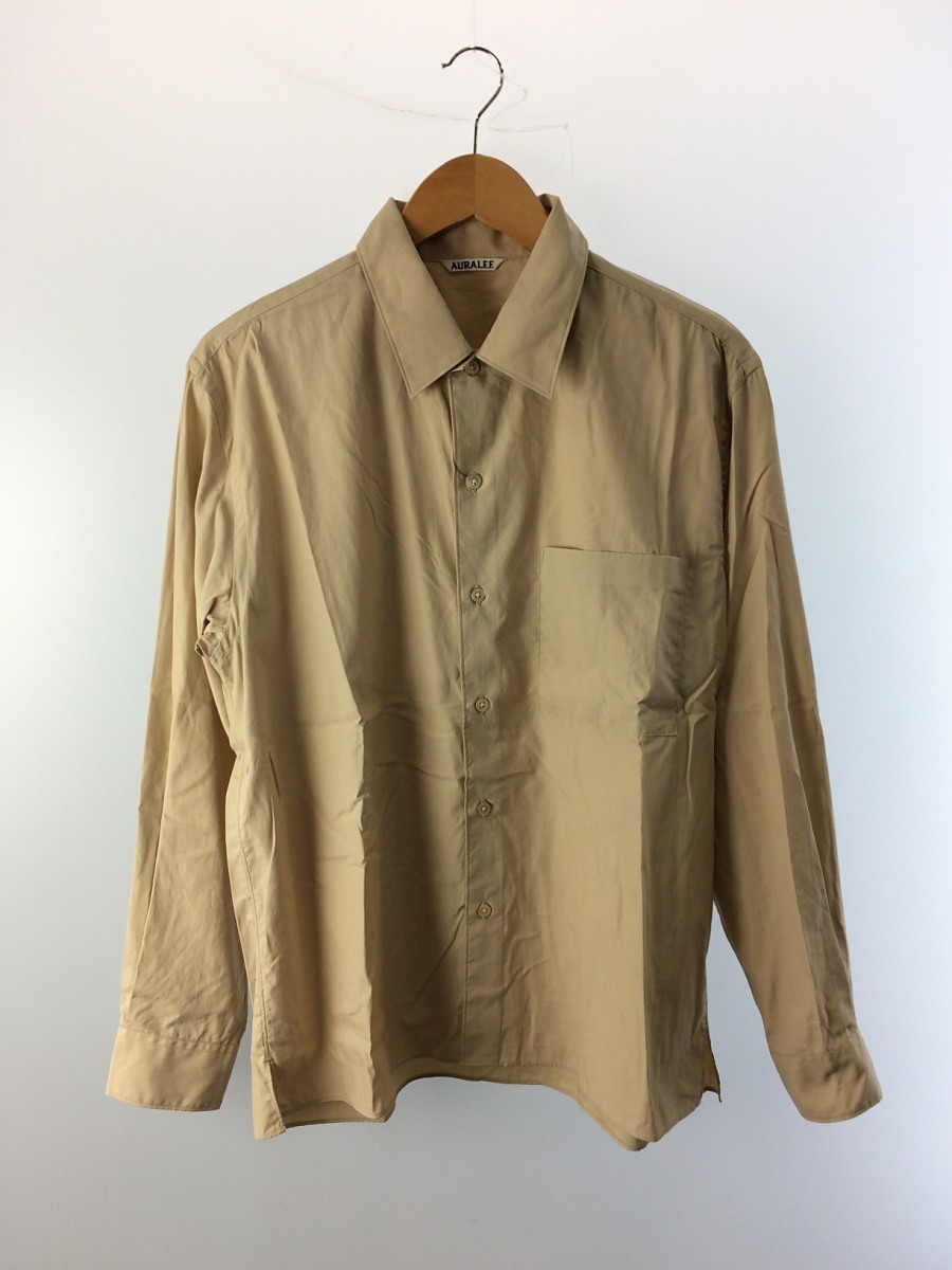 AURALEE◇21SS/WASHED FINX TWILL BOX SHIRTS/3/コットン/BEG/A00S01TN