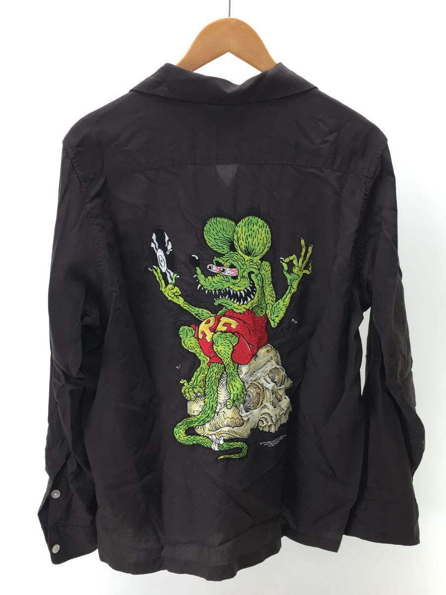 WACKO MARIA◇RAT FINK 50S SHIRT L/S/長袖シャツ/S/-/BRW/RF-TIMLEHI