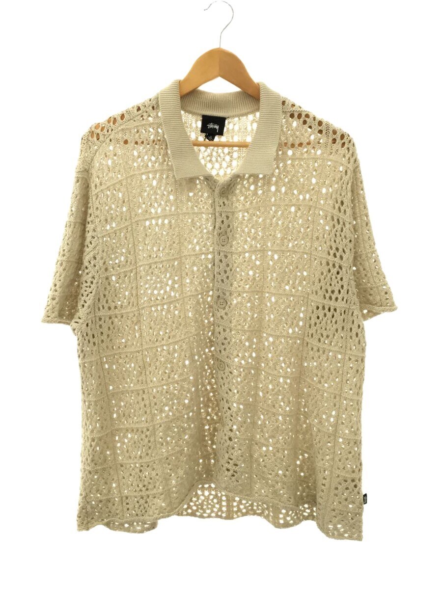 STUSSY◇半袖シャツ/L/コットン/BEG/22SS Crochet Shirt/117127