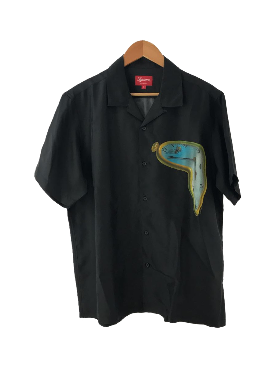 Supreme◇19SS/The Persistence of Memory Silk S/S Shirt/L/シルク/BLK 