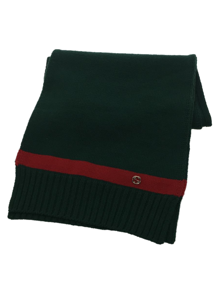 GUCCI◇インターロッキングG/マフラー/ウール/GRN www.pn