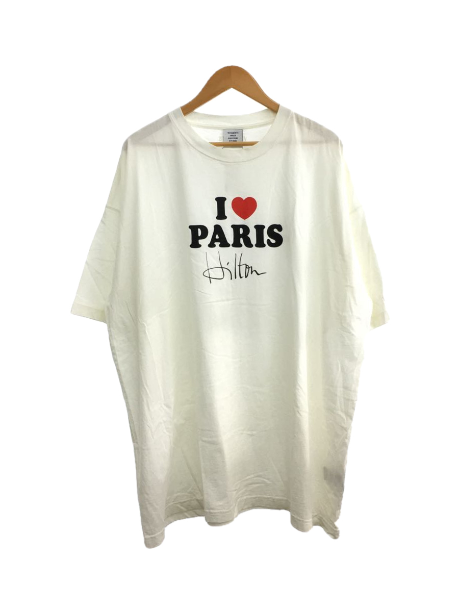 VETEMENTS◇Tシャツ/M/コットン/WHT/小穴有/I LOVE PARIS T-SHIRT