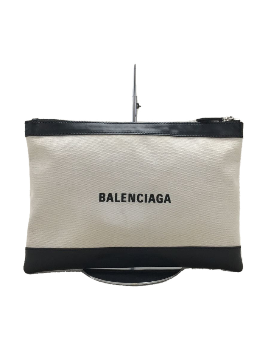 BALENCIAGA◇クラッチバッグ/コットン/アイボリー/汚れ有 www