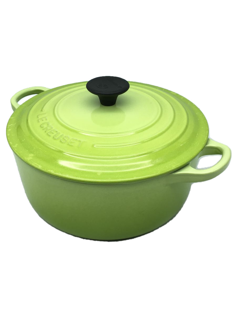 LE CREUSET◇ルクルーゼ/両手鍋/ココットロンド/20cm/2.4L/キウイ
