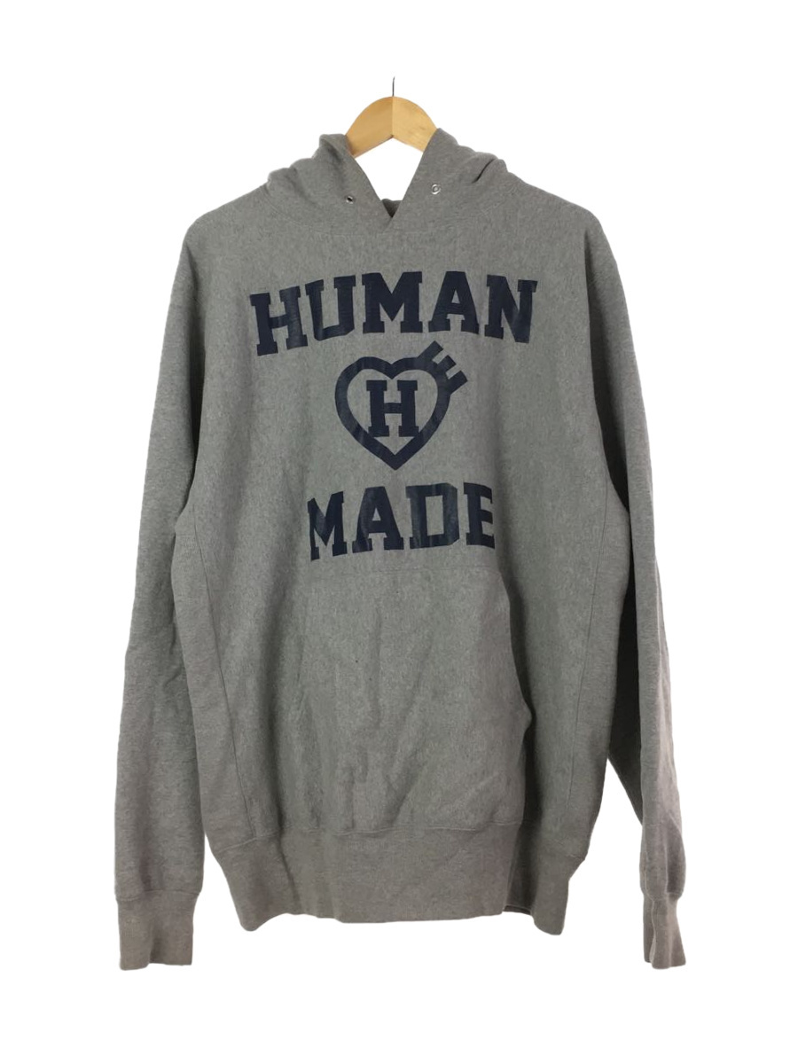HUMAN MADE◇パーカー/21SS/XL/コットン/グレー/カレッジロゴプリント