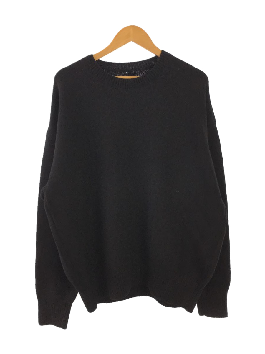 stein◇EX FINE LAMBS CREW NECK KNIT LS/セーター(厚手)/S/ウール/BLK
