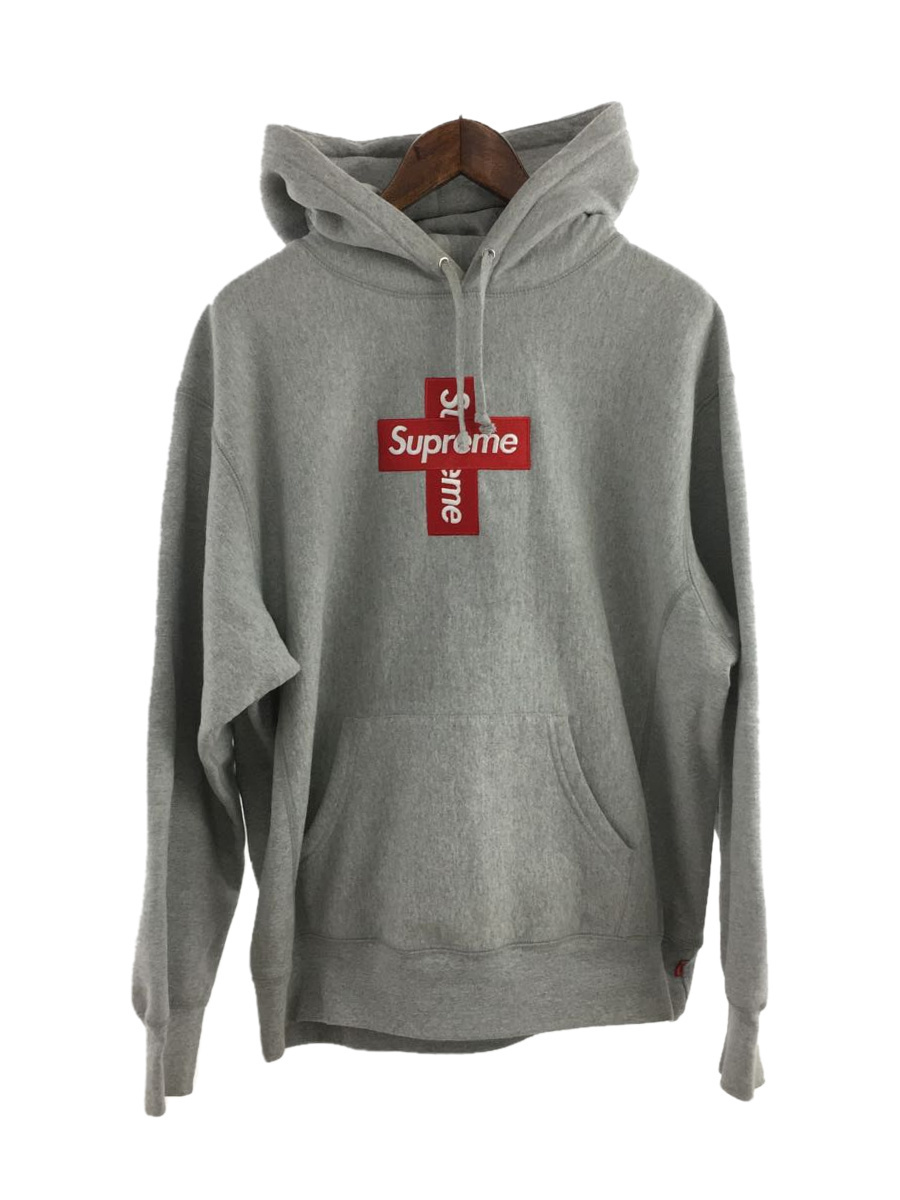 Supreme◇20AW/Cross Box Logo Hooded Sweatshirt/パーカー/M/コットン/グレー/灰 