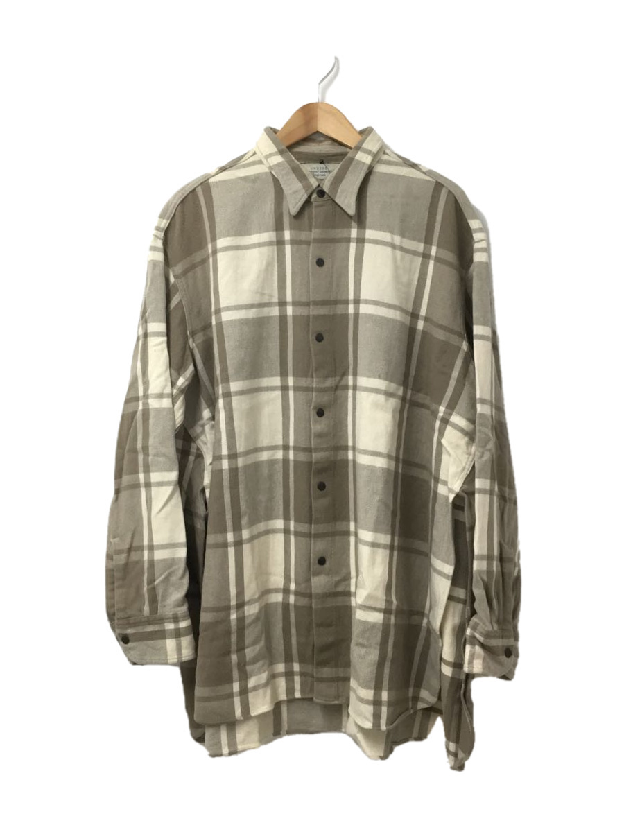 UNUSED◇16AW/OVER SIZE CHECK SHIRT/3/コットン/ベージュ/チェック
